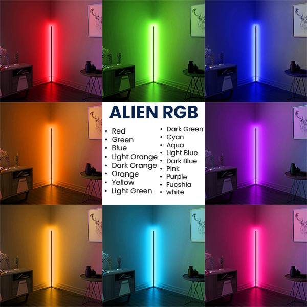 Μοντέρνο Minimal Επιδαπέδιο Μαύρο Φωτιστικό 150cm LED 24 Watt με Ασύρματο Χειριστήριο RF & Dimmer RGB Πολύχρωμο LEDTM ALIEN Design GLOBO-150-8 - Image 3