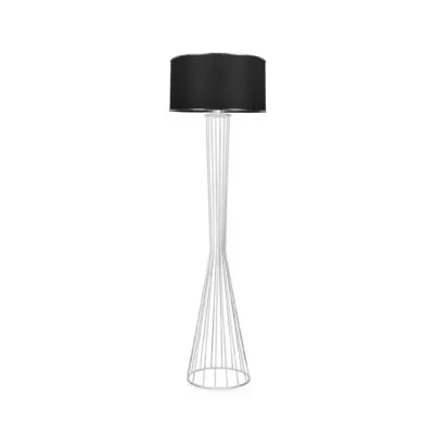 LEDTM® NOVA 201-0038 Μοντέρνο Επιδαπέδιο Φωτιστικό 1 x E27 IP20 Λευκό Μεταλλό με Μαύρο Ύφασμα - Μ36 x Π36 x Υ148cm