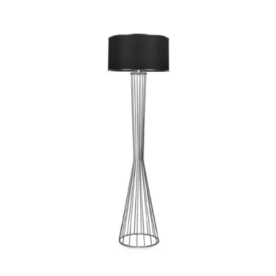 LEDTM® NOVA 201-0039 Μοντέρνο Επιδαπέδιο Φωτιστικό 1 x E27 IP20 Ασημί Μεταλλό με Μαύρο Ύφασμα - Μ36 x Π36 x Υ148cm
