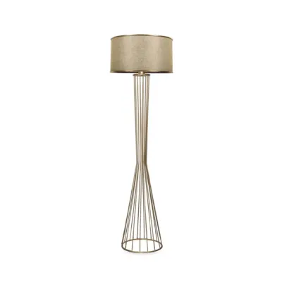 LEDTM® NOVA 201-0040 Μοντέρνο Επιδαπέδιο Φωτιστικό 1 x E27 IP20 Χρυσό Μεταλλό με Μπεζ Ύφασμα - Μ36 x Π36 x Υ148cm