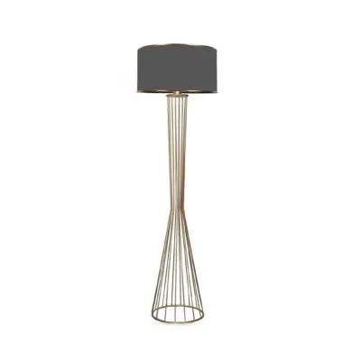 LEDTM® NOVA 201-0042 Μοντέρνο Επιδαπέδιο Φωτιστικό 1 x E27 IP20 Χρυσό Μεταλλό με Μαύρο Ύφασμα - Μ32 x Π32 x Υ152cm