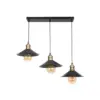 LEDTM® LUCANA 201-0044 Vintage Κρεμαστό Φωτιστικό Ράγα Τριφωτο 3 x E27 IP20 Mεταλλικό Μαύρο - Μ50 x Π25 x Υ75cm