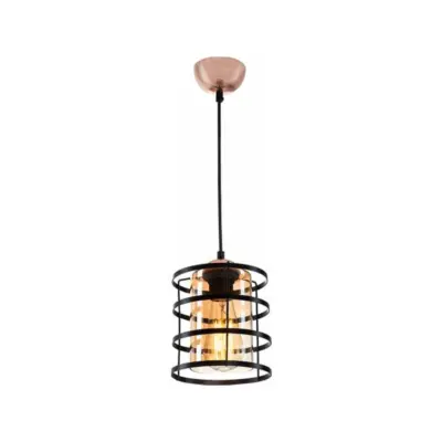 LEDTM® SOLON 201-0060 Μοντέρνο Κρεμαστό Φωτιστικό Πλέγμα Μονόφωτο 1 x E27 IP20 Μπρούτζινο & Μαύρο Μέταλλο με Μελί Γυαλί - Μ16 x Π16 x Υ26cm