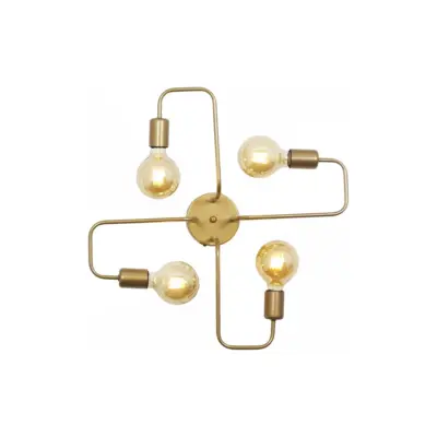 LEDTM® MOORNA 201-0065 Vintage Φωτιστικό Οροφής Πλέγμα Πολύφωτο 4 x E27 IP20 Χρυσό Μέταλλο - Μ97 x Π97 x Υ7cm