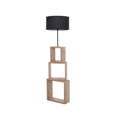 LEDTM® LUMO 201-0070 Μοντέρνο Επιδαπέδιο Φωτιστικό Μονόφωτο 1 x E27 IP20 Μπεζ Ξύλο με Μαύρο Ύφασμα - Μ37 x Π36 x Υ136cm