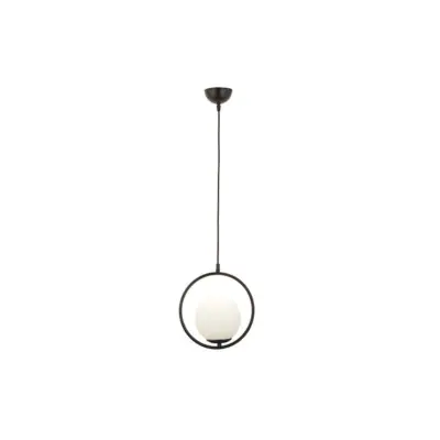 LEDTM® CIRCLE 201-0075 Vintage Κρεμαστό Φωτιστικό  Μονόφωτο Μπάλα  1 x E27 IP20 Μαύρο Μέταλλο με Λευκό Γυαλί - Μ26 x Π26 x Υ29cm