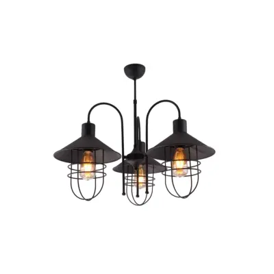 LEDTM® BLAZEO 201-0079 Vintage Κρεμαστό Φωτιστικό Καμπάνα Τρίφωτο 3 x E27 IP20 Μαύρο Μέταλλο - Μ42 x Π42 x Υ66cm