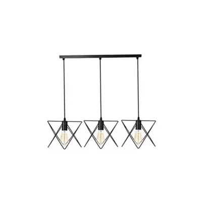 LEDTM® GLIND Vintage 201-0092 Κρεμαστό Φωτιστικό Ράγα Τρίφωτο 3 x E27 IP20 Μαύρο Μέταλλο - Μ67 x Π24 x Υ55cm