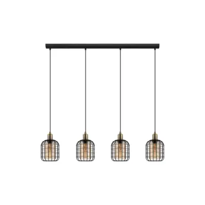 LEDTM® PULSAR 201-0103 Vintage Κρεμαστό Φωτιστικό Ράγα Πολύφωτο 4 x E27 IP20 Μαύρο Μέταλλο - Μ80 x Π22 x Υ46cm