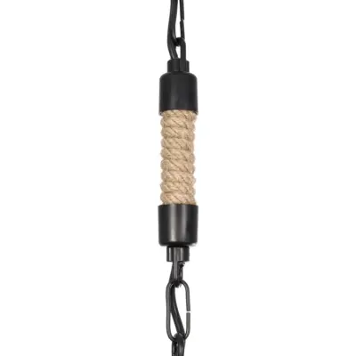 LEDTM® ZION 203-0003 Vintage Κρεμαστό Φωτιστικό Σχοινί Μονόφωτο 1 x E27 IP20 Μαύρο Μέταλλο με Μπεζ Σχοινί - Μ33 x Π33 x Υ29cm - Image 8