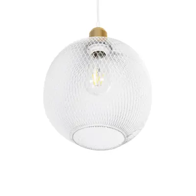 LEDTM® WIRE 203-0005 Μοντέρνο Κρεμαστό Φωτιστικό Πλέγμα Μονόφωτο 1 x E27 IP20 Λευκό Μέταλλο - Μ25 x Π25 x Υ30cm - Image 5