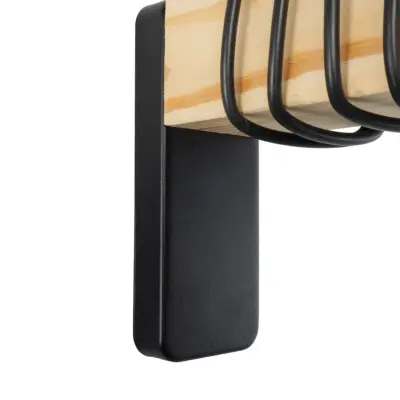 LEDTM® XYLO 203-0014 Μοντέρνο Επιτοίχιο Φωτιστικό Απλίκα Μονόφωτο 1 x E27 IP20 Μαύρο Μέταλλο με Μπεζ Ξύλο - Μ18 x Π18 x Υ19cm - Image 7