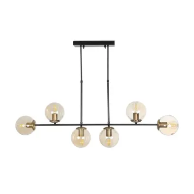LEDTM® LATTICE 203-0016 Μοντέρνο Κρεμαστό Φωτιστικό Μπάλα Πολύφωτο 6 x E27 IP20 Μαύρο & Μπρούτζινο Μέταλλο με Mελί Γυαλί - Μ120 x Π15 x Υ32cm - Image 7