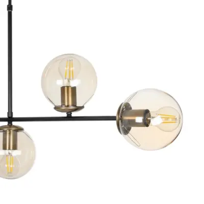 LEDTM® LATTICE 203-0016 Μοντέρνο Κρεμαστό Φωτιστικό Μπάλα Πολύφωτο 6 x E27 IP20 Μαύρο & Μπρούτζινο Μέταλλο με Mελί Γυαλί - Μ120 x Π15 x Υ32cm - Image 8