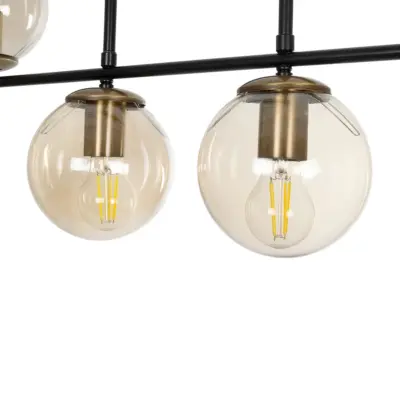 LEDTM® LATTICE 203-0016 Μοντέρνο Κρεμαστό Φωτιστικό Μπάλα Πολύφωτο 6 x E27 IP20 Μαύρο & Μπρούτζινο Μέταλλο με Mελί Γυαλί - Μ120 x Π15 x Υ32cm - Image 9