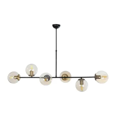 LEDTM® LATTICE 203-0017 Μοντέρνο Κρεμαστό Φωτιστικό Μπάλα Πολύφωτο 6 x E27 IP20 Μαύρο & Μπρούτζινο Μέταλλο με Mελί Γυαλί - Μ120 x Π32 x Υ32cm - Image 7