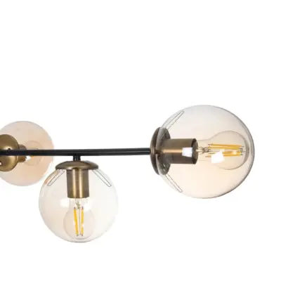 LEDTM® LATTICE 203-0017 Μοντέρνο Κρεμαστό Φωτιστικό Μπάλα Πολύφωτο 6 x E27 IP20 Μαύρο & Μπρούτζινο Μέταλλο με Mελί Γυαλί - Μ120 x Π32 x Υ32cm - Image 8