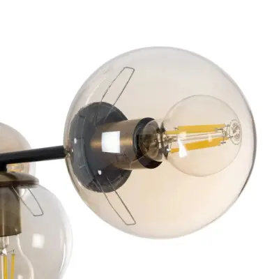 LEDTM® LATTICE 203-0017 Μοντέρνο Κρεμαστό Φωτιστικό Μπάλα Πολύφωτο 6 x E27 IP20 Μαύρο & Μπρούτζινο Μέταλλο με Mελί Γυαλί - Μ120 x Π32 x Υ32cm - Image 9