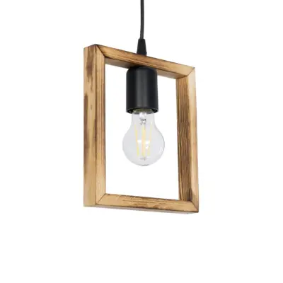 LEDTM® EDISON 203-0020 Vintage Κρεμαστό Φωτιστικό Ανάρτηση Μονόφωτο 1 x E27 IP20 Μπεζ Ξύλο - Μ19 x Π5 x Υ22cm