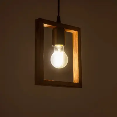 LEDTM® EDISON 203-0020 Vintage Κρεμαστό Φωτιστικό Ανάρτηση Μονόφωτο 1 x E27 IP20 Μπεζ Ξύλο - Μ19 x Π5 x Υ22cm - Image 3