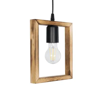 LEDTM® EDISON 203-0020 Vintage Κρεμαστό Φωτιστικό Ανάρτηση Μονόφωτο 1 x E27 IP20 Μπεζ Ξύλο - Μ19 x Π5 x Υ22cm - Image 5