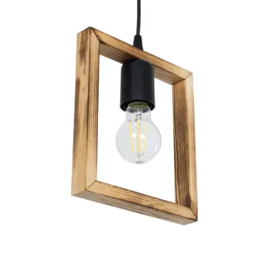 LEDTM® EDISON 203-0020 Vintage Κρεμαστό Φωτιστικό Ανάρτηση Μονόφωτο 1 x E27 IP20 Μπεζ Ξύλο - Μ19 x Π5 x Υ22cm - Image 6