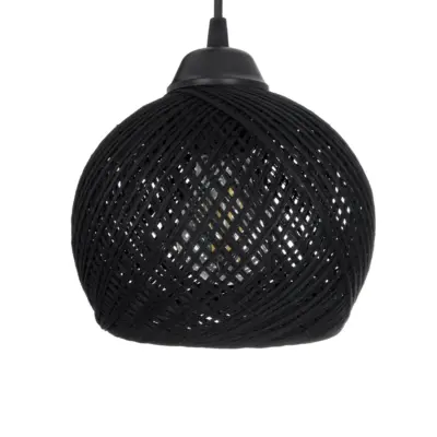 LEDTM® YASAM 203-0022 Vintage Κρεμαστό Φωτιστικό Πλέγμα Τρίφωτο 3 x E27 IP20 Μαύρο Ρατάν - Μ42 x Π42 x Υ54cm - Image 8