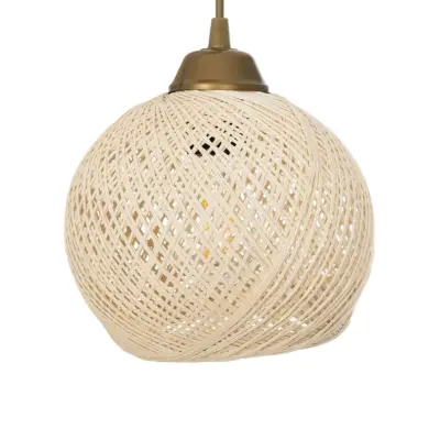 LEDTM® YASAM 203-0024 Vintage Κρεμαστό Φωτιστικό Πλέγμα Τρίφωτο 3 x E27 IP20 Μπεζ Ρατάν - Μ42 x Π42 x Υ54cm - Image 8
