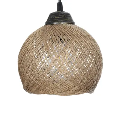 LEDTM® YASAM 203-0025 Vintage Κρεμαστό Φωτιστικό Πλέγμα Τρίφωτο 3 x E27 IP20 Καφέ Ρατάν - Μ42 x Π42 x Υ54cm - Image 8