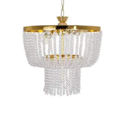 LEDTM® CRYSTAL 203-0028 Κλασικό Κρεμαστό Φωτιστικό Κρύσταλλα Τρίφωτο 3 x E27 IP20 Χρυσό Μέταλλο με Διάφανο Κρύσταλλο - Μ41 x Π41 x Υ40cm - Image 5