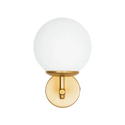 LEDTM® DALPH 203-0029 Vintage Επιτοίχιο Φωτιστικό Απλίκα Μονόφωτο 1 x E27 IP20 Χρυσό Μέταλλο με Λευκό Γυαλί - M18 x Π15 x Υ23cm - Image 4