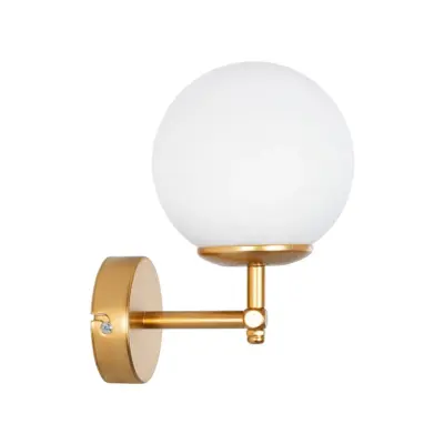 LEDTM® DALPH 203-0029 Vintage Επιτοίχιο Φωτιστικό Απλίκα Μονόφωτο 1 x E27 IP20 Χρυσό Μέταλλο με Λευκό Γυαλί - M18 x Π15 x Υ23cm - Image 5
