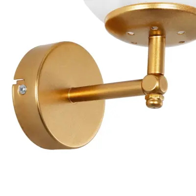 LEDTM® DALPH 203-0029 Vintage Επιτοίχιο Φωτιστικό Απλίκα Μονόφωτο 1 x E27 IP20 Χρυσό Μέταλλο με Λευκό Γυαλί - M18 x Π15 x Υ23cm - Image 6
