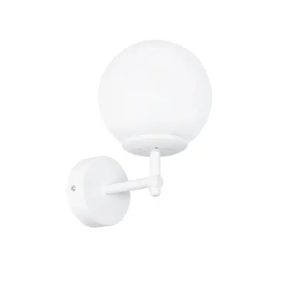 LEDTM® DALPH 203-0030 Vintage Επιτοίχιο Φωτιστικό Απλίκα Μονόφωτο 1 x E27 IP20 Λευκό Μέταλλο με Λευκό Γυαλί - M18 x Π15 x Υ23cm