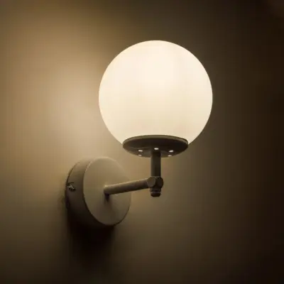 LEDTM® DALPH 203-0030 Vintage Επιτοίχιο Φωτιστικό Απλίκα Μονόφωτο 1 x E27 IP20 Λευκό Μέταλλο με Λευκό Γυαλί - M18 x Π15 x Υ23cm - Image 3