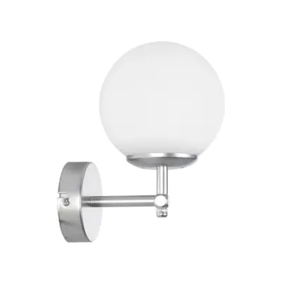 LEDTM® DALPH 203-0031 Vintage Επιτοίχιο Φωτιστικό Απλίκα Μονόφωτο 1 x E27 IP20 Ασημί Μέταλλο με Λευκό Γυαλί - M18 x Π15 x Υ23cm - Image 5