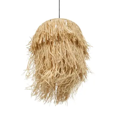 LEDTM® WEG 203-0036 Boho Κρεμαστό Φωτιστικό Καπέλο Μονόφωτο 1 x E27 IP20 Μπέζ Raffia - M45 x Π45 x Υ53cm - Image 6