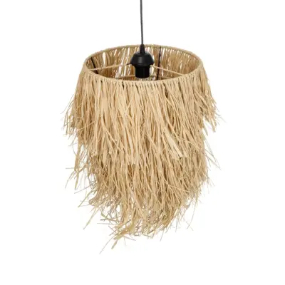 LEDTM® WEG 203-0036 Boho Κρεμαστό Φωτιστικό Καπέλο Μονόφωτο 1 x E27 IP20 Μπέζ Raffia - M45 x Π45 x Υ53cm - Image 7