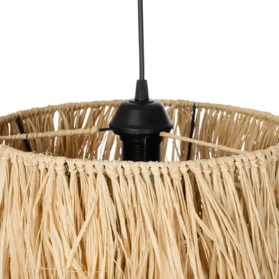 LEDTM® WEG 203-0036 Boho Κρεμαστό Φωτιστικό Καπέλο Μονόφωτο 1 x E27 IP20 Μπέζ Raffia - M45 x Π45 x Υ53cm - Image 8