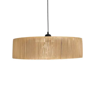 LEDTM® KYCLOS 203-0044 Boho Κρεμαστό Φωτιστικό Καπέλο Μονόφωτο 1 x E27 IP20 Μπέζ Rattan - M55 x Π55 x Υ20cm - Image 5