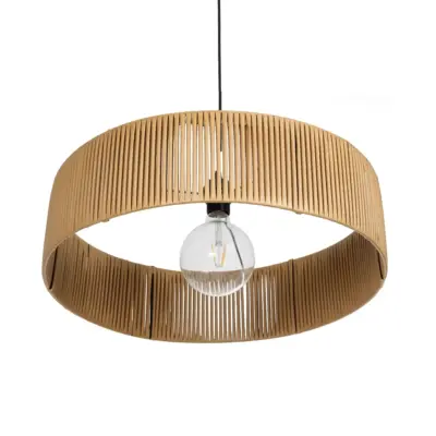 LEDTM® KYCLOS 203-0044 Boho Κρεμαστό Φωτιστικό Καπέλο Μονόφωτο 1 x E27 IP20 Μπέζ Rattan - M55 x Π55 x Υ20cm - Image 6