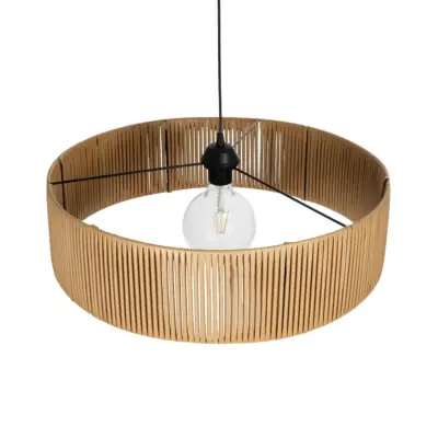 LEDTM® KYCLOS 203-0044 Boho Κρεμαστό Φωτιστικό Καπέλο Μονόφωτο 1 x E27 IP20 Μπέζ Rattan - M55 x Π55 x Υ20cm - Image 7