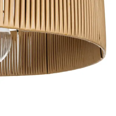 LEDTM® KYCLOS 203-0044 Boho Κρεμαστό Φωτιστικό Καπέλο Μονόφωτο 1 x E27 IP20 Μπέζ Rattan - M55 x Π55 x Υ20cm - Image 9