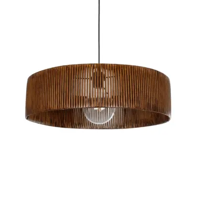 LEDTM® KYCLOS 203-0045 Boho Κρεμαστό Φωτιστικό Καπέλο Μονόφωτο 1 x E27 IP20 Καφέ Rattan - M55 x Π55 x Υ20cm