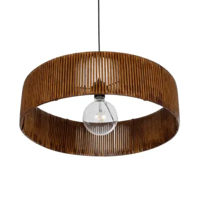 LEDTM® KYCLOS 203-0045 Boho Κρεμαστό Φωτιστικό Καπέλο Μονόφωτο 1 x E27 IP20 Καφέ Rattan - M55 x Π55 x Υ20cm - Image 6