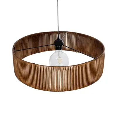 LEDTM® KYCLOS 203-0045 Boho Κρεμαστό Φωτιστικό Καπέλο Μονόφωτο 1 x E27 IP20 Καφέ Rattan - M55 x Π55 x Υ20cm - Image 7