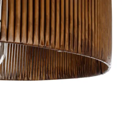 LEDTM® KYCLOS 203-0045 Boho Κρεμαστό Φωτιστικό Καπέλο Μονόφωτο 1 x E27 IP20 Καφέ Rattan - M55 x Π55 x Υ20cm - Image 9