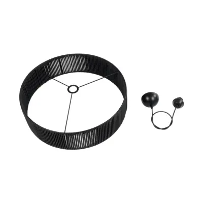 LEDTM® KYCLOS 203-0046 Boho Κρεμαστό Φωτιστικό Καπέλο Μονόφωτο 1 x E27 IP20 Μαύρο Rattan - M55 x Π55 x Υ20cm - Image 11