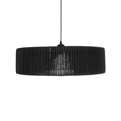 LEDTM® KYCLOS 203-0046 Boho Κρεμαστό Φωτιστικό Καπέλο Μονόφωτο 1 x E27 IP20 Μαύρο Rattan - M55 x Π55 x Υ20cm - Image 5