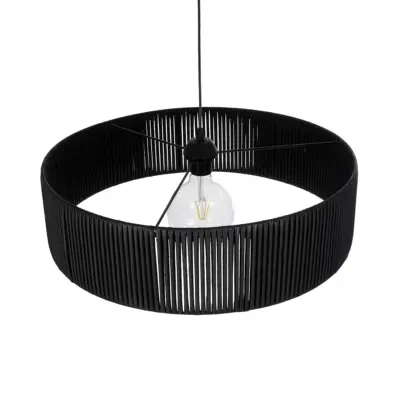 LEDTM® KYCLOS 203-0046 Boho Κρεμαστό Φωτιστικό Καπέλο Μονόφωτο 1 x E27 IP20 Μαύρο Rattan - M55 x Π55 x Υ20cm - Image 7
